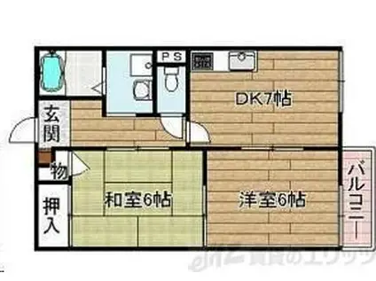 ハイツアシーネ(2DK/1階)の間取り写真