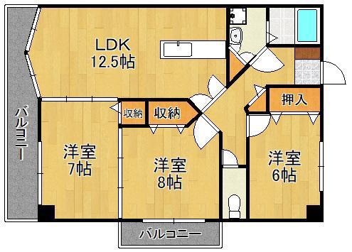 レイ・ブリック若園(3LDK/3階)の間取り写真