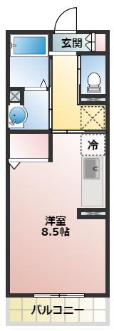 カサヴェルデ(ワンルーム/1階)の間取り写真