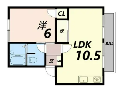 ファミリーハイツ(1LDK/2階)の間取り写真