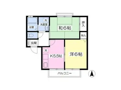 ロイヤルパークC(2K/1階)の間取り写真