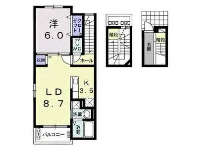 ジョリ ラ ナチュール(1LDK/3階)の間取り写真