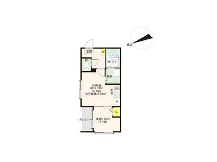 ベル ルミエール中川(1DK/1階)の間取り写真