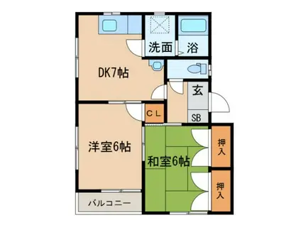 コスモスコーポC(2DK/2階)の間取り写真