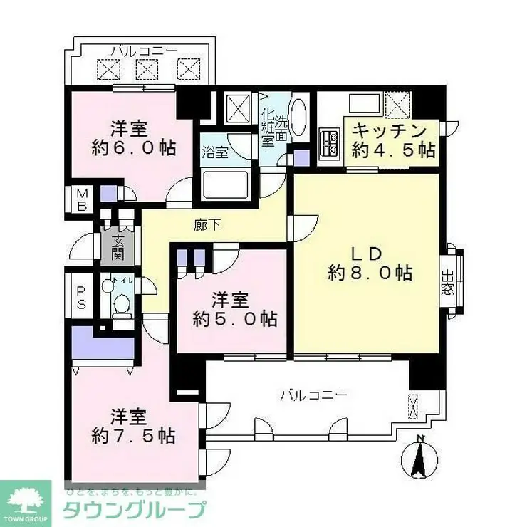 三ツ沢ガーデン山ヒルズ 5階階 間取り