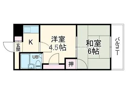 マンションプレザント(1DK/9階)の間取り写真