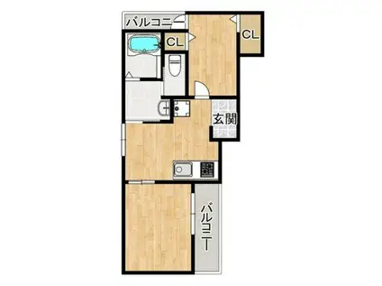 グロースコート恵我之荘(2DK/2階)の間取り写真