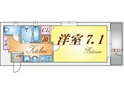 リヴィエーラ須磨(1K/1階)の間取り写真