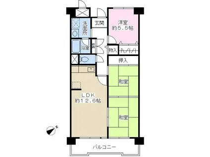 ドミール有住・光明池(3LDK/4階)の間取り写真