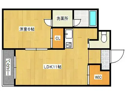 スカル梅満(1LDK/6階)の間取り写真