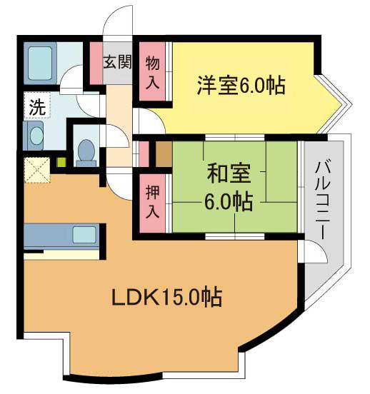 メゾンドール夙川台(2LDK/4階)の間取り写真