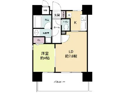 リアンシエルブルー東公園(2K/5階)の間取り写真