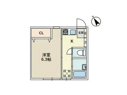 サーフテラス(1K/1階)の間取り写真