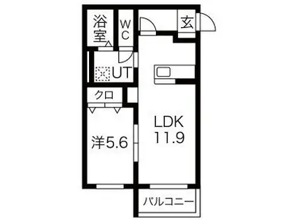 レジデンス北方(1LDK/1階)の間取り写真