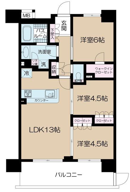 パレステージ本川越(3LDK/1階)の間取り写真