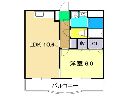マリベールFK二葉(1LDK/3階)の間取り写真