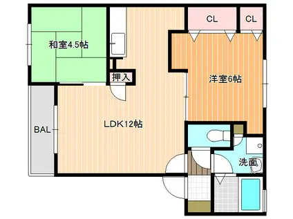 メゾンボヌール(2LDK/1階)の間取り写真