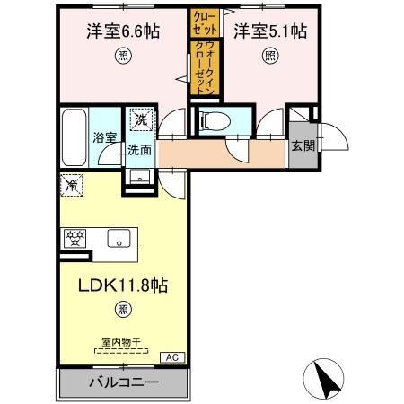 トリシアテラス(2LDK/2階)の間取り写真