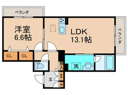 ミラーエステート イーストビル(1LDK/1階)の間取り写真