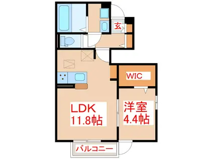 プラスパー(1LDK/1階)の間取り写真
