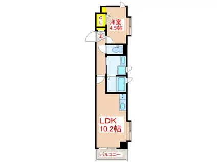 ウィスティリア照国(1LDK/2階)の間取り写真