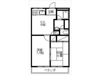 セムイハイツ(2DK/2階)の間取り写真