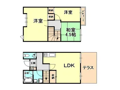 甲南ガーデニア(3LDK/1階)の間取り写真