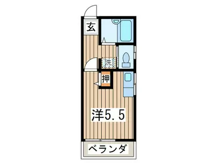 モンパルナス(ワンルーム/2階)の間取り写真