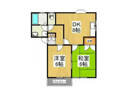 グランビア 麻生(2DK/2階)の間取り写真