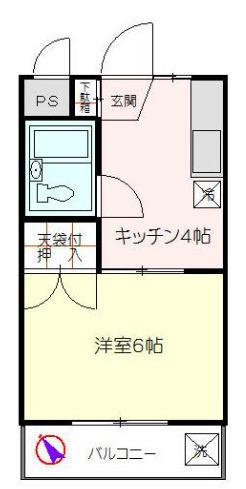 コーポエスティ(1K/1階)の間取り写真