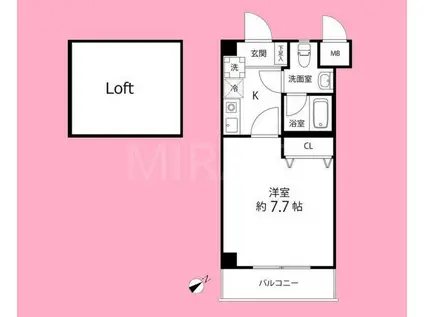 ルート相模が丘(1K/4階)の間取り写真