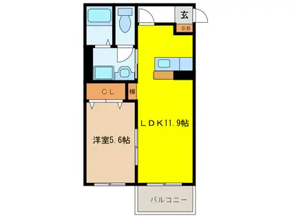 レジデンス北方(1LDK/1階)の間取り写真