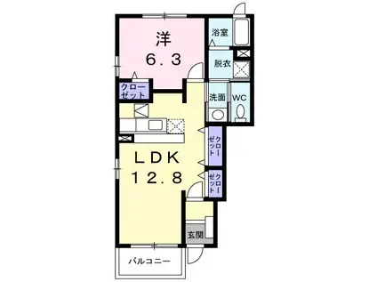 サンライズC(1LDK/1階)の間取り写真