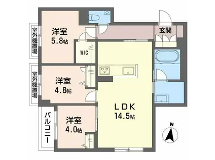 ゼーゲンハウス(3LDK/2階)の間取り写真