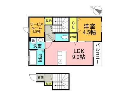 ソリエ長束(1SLDK/2階)の間取り写真