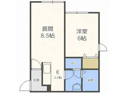 コーポ楓(1LDK/3階)の間取り写真