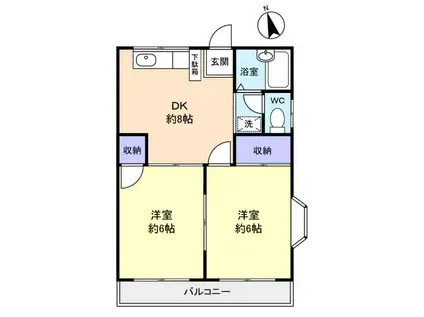 エクセル斉藤(2DK/2階)の間取り写真