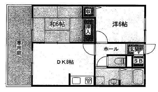 吉川ハイツII(2DK/2階)の間取り写真