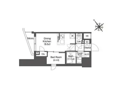 コンフォリア東大井II(1DK/9階)の間取り写真
