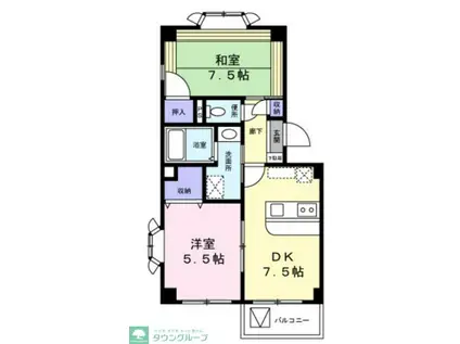 ヴィラ ウエハラ(2DK/2階)の間取り写真