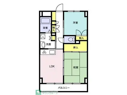 高砂ハイツ2(2LDK/3階)の間取り写真