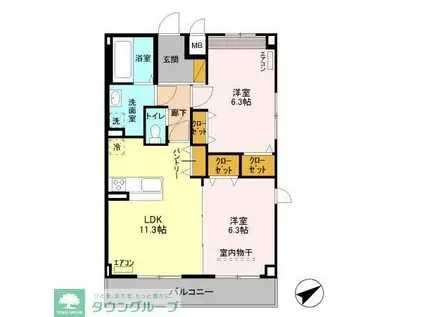 ベルフルール壱番館(2LDK/2階)の間取り写真