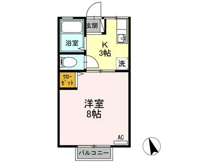 シティハイム三宅II(1K/1階)の間取り写真