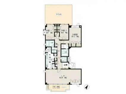 徳川山パーク・マンション(3LDK/1階)の間取り写真