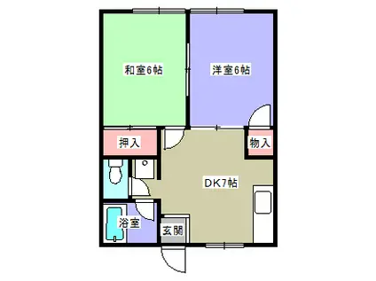 ハイツサンライズ(2DK/1階)の間取り写真