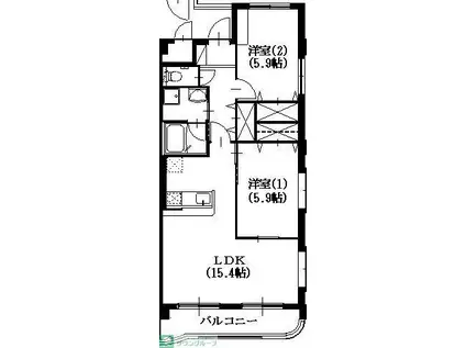 セントフィールド(2LDK/3階)の間取り写真