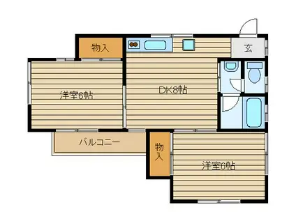 ハルナコーポ(2DK/2階)の間取り写真
