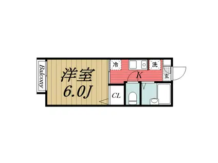 クレールB(1K/2階)の間取り写真