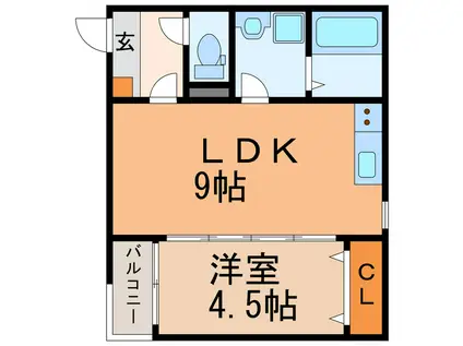 LECOCON新守山(1LDK/1階)の間取り写真
