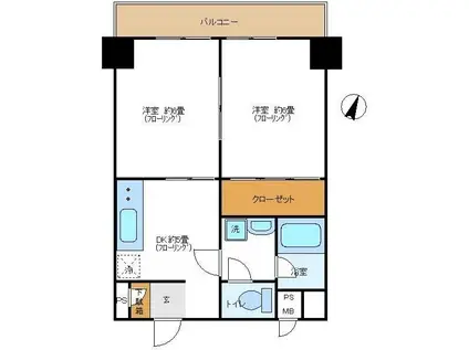 日興パレス南麻布(2DK/5階)の間取り写真